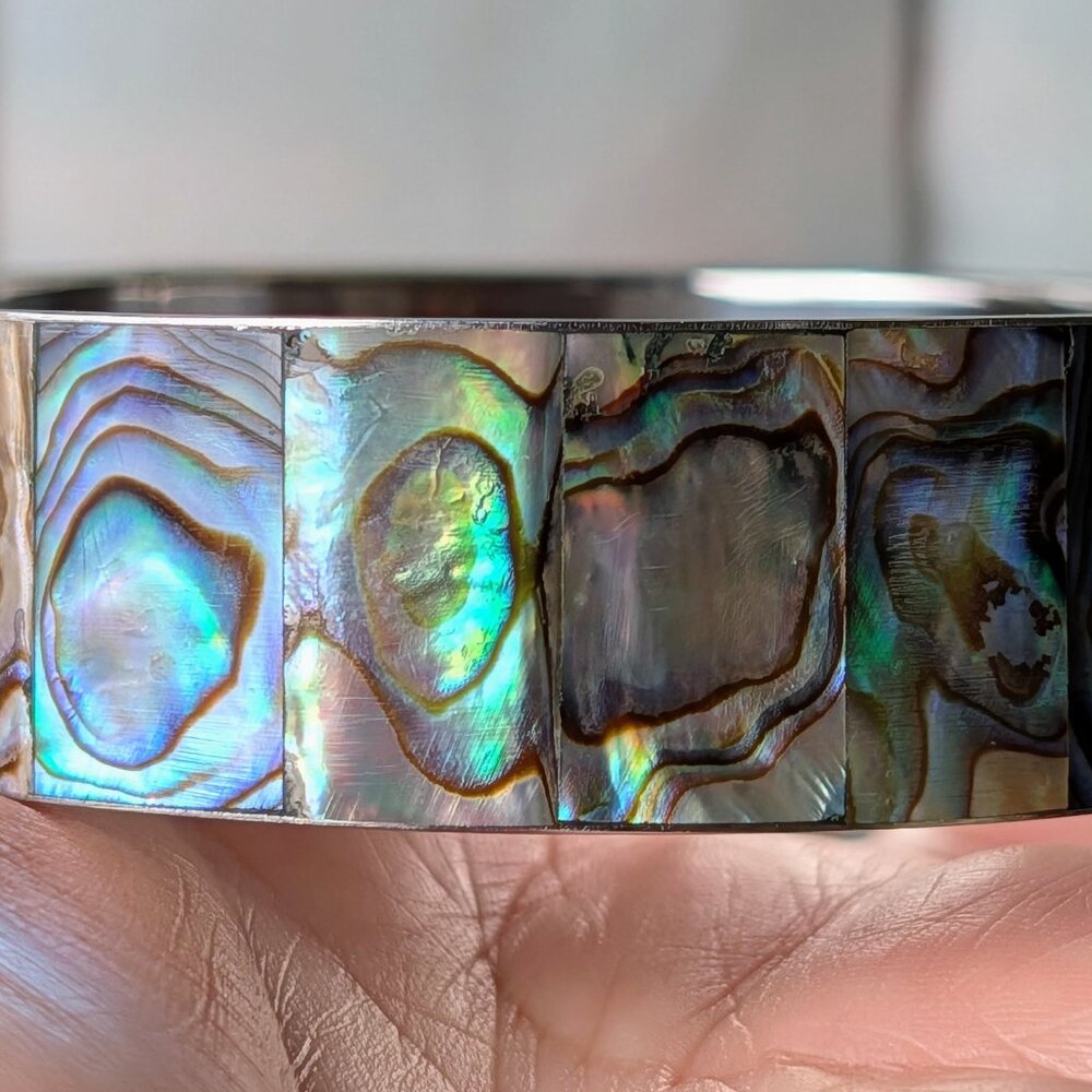 Abalone Shell Inlay Bangle Bracelet - image 6